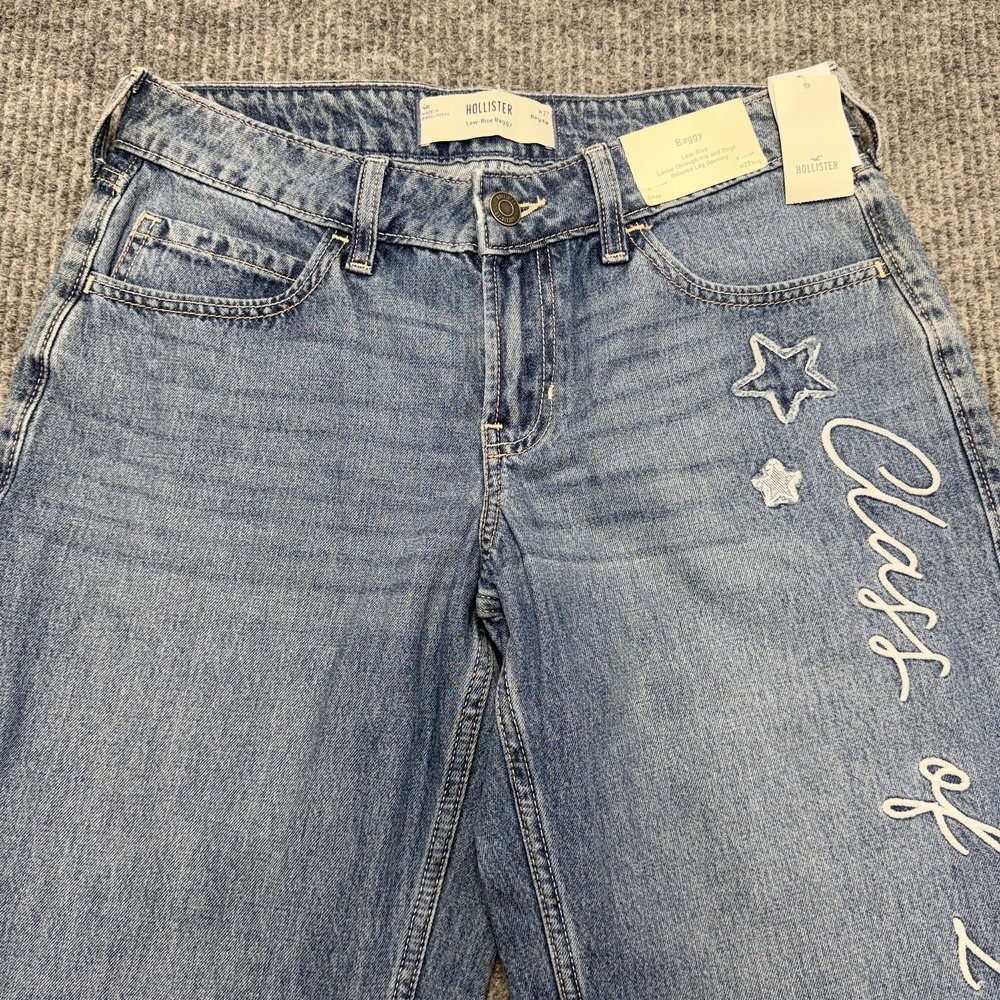 Hollister Low-Rise Baggy Jeans Womens 4 Light Wash Wide-Leg Stars 2026 Denim - Picture 2 of 13